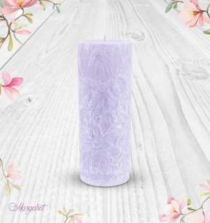 Svíčka Válec 3 (20 cm) – Lila fialová / Levandule a vanilka / Květinka